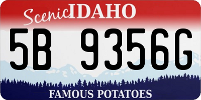 ID license plate 5B9356G