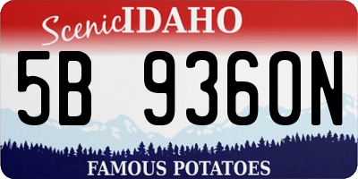 ID license plate 5B9360N