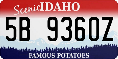 ID license plate 5B9360Z