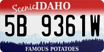 ID license plate 5B9361W