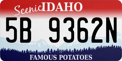 ID license plate 5B9362N