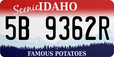 ID license plate 5B9362R