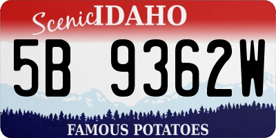 ID license plate 5B9362W