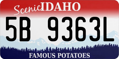 ID license plate 5B9363L