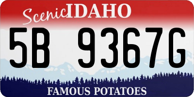 ID license plate 5B9367G