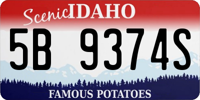 ID license plate 5B9374S