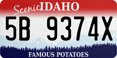 ID license plate 5B9374X