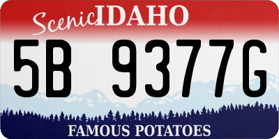 ID license plate 5B9377G