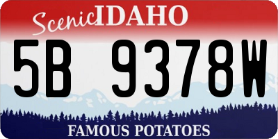 ID license plate 5B9378W