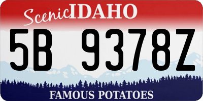 ID license plate 5B9378Z