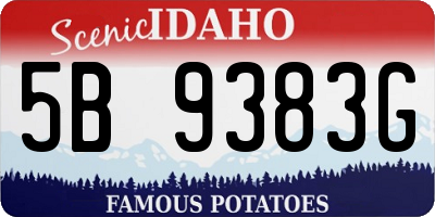 ID license plate 5B9383G