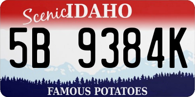 ID license plate 5B9384K