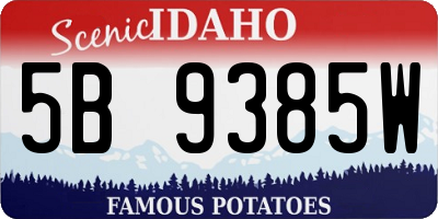 ID license plate 5B9385W