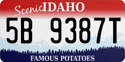 ID license plate 5B9387T