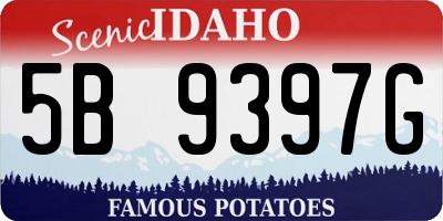ID license plate 5B9397G