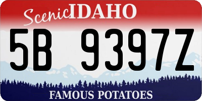 ID license plate 5B9397Z