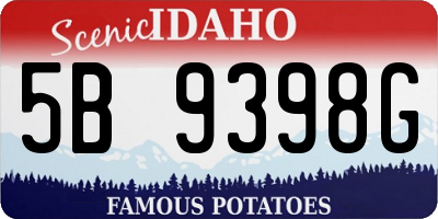 ID license plate 5B9398G
