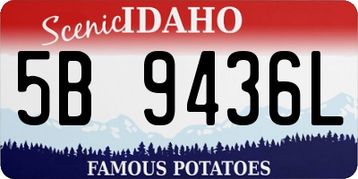 ID license plate 5B9436L