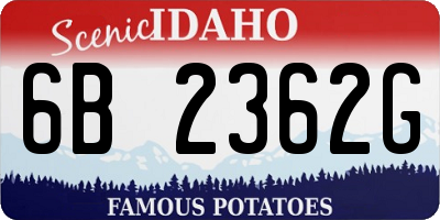 ID license plate 6B2362G