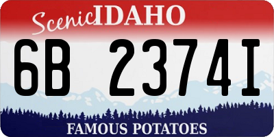 ID license plate 6B2374I
