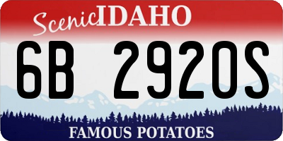 ID license plate 6B2920S