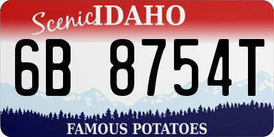 ID license plate 6B8754T