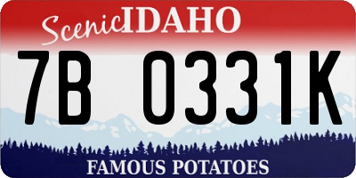 ID license plate 7B0331K