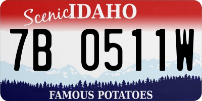 ID license plate 7B0511W