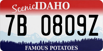 ID license plate 7B0809Z