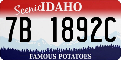 ID license plate 7B1892C