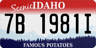ID license plate 7B1981I