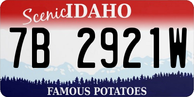 ID license plate 7B2921W