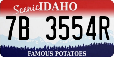ID license plate 7B3554R