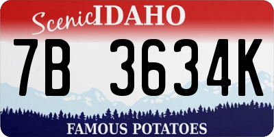 ID license plate 7B3634K