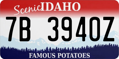 ID license plate 7B3940Z