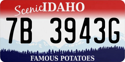 ID license plate 7B3943G