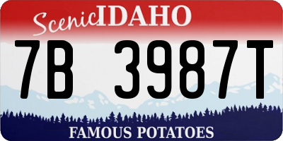 ID license plate 7B3987T