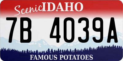 ID license plate 7B4039A