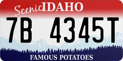 ID license plate 7B4345T