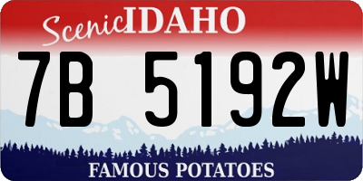 ID license plate 7B5192W
