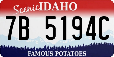 ID license plate 7B5194C