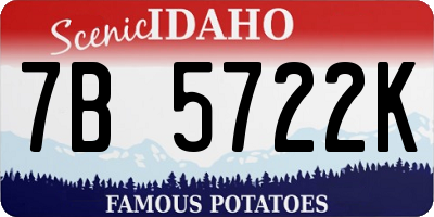 ID license plate 7B5722K