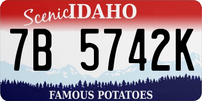 ID license plate 7B5742K
