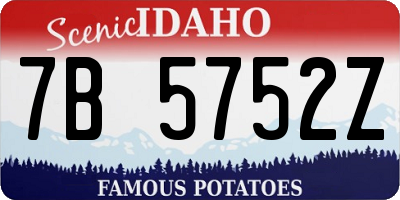 ID license plate 7B5752Z