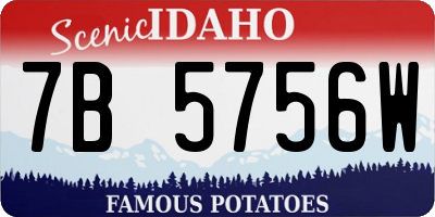 ID license plate 7B5756W