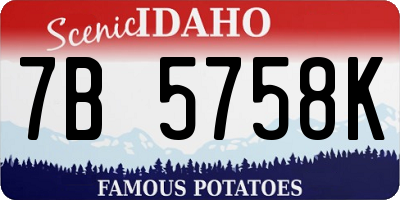 ID license plate 7B5758K