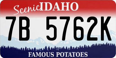 ID license plate 7B5762K