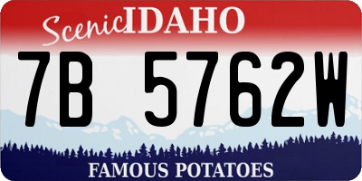 ID license plate 7B5762W