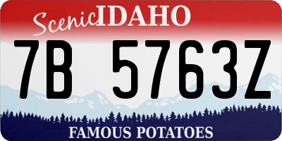 ID license plate 7B5763Z