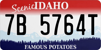 ID license plate 7B5764T